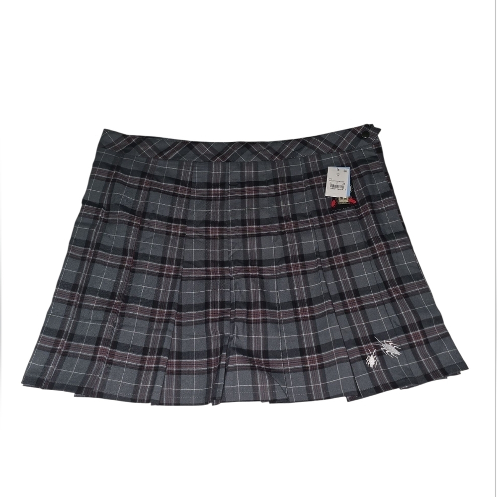 Beetlejuice Plaid Gray Pleated Skirt, 1X, NWT!!